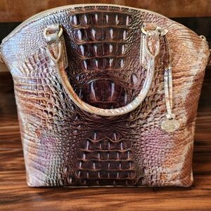 NWT! Brahmin Large Duzbury Satche Truffle Python Ombre Melbourne Leather Bag